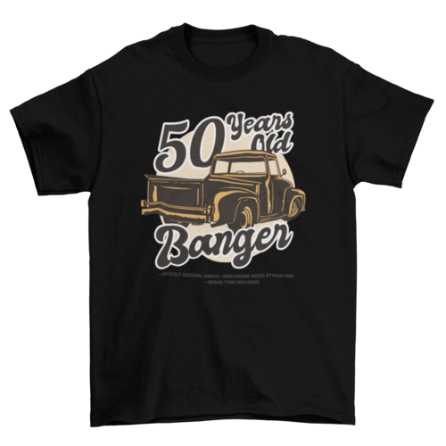 50th Birthday t-shirt with Vintage Car Illustration