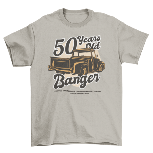 50th Birthday t-shirt with Vintage Car Illustration