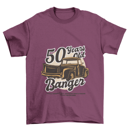 50th Birthday t-shirt with Vintage Car Illustration